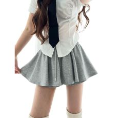 批发灰色网球运动裙裤女夏季2026新款高腰宽松a字小个子防走光短裙