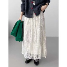 批发<b class='q'>韩国</b>东大门秋装新款女装松紧腰两面穿淑女花边裙摆长款半身裙