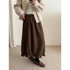 批发韩系秋冬简约气质高级设计感显瘦糯米羊绒复合超柔花苞裙<b class='q'>半身裙</b>女