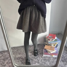 批发韩系chic冬季新款绒面带安全裤高腰显瘦纯色半身裙A字裙