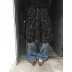 批发韩版chic复古减龄西装面料百搭波点<b class='q'>高腰</b><b class='q'>半身裙</b>遮跨中长裙女