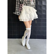 批发韩系chic 春夏新款甜酷蕾丝花边蓬蓬蛋糕短裙女<b class='q'>百搭</b>显瘦a字半身裙