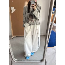 批发韩版春新品刺绣字母可拆卸腊肠狗可束脚<b class='q'>休闲裤</b>配腰包阔腿裤