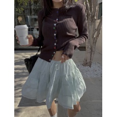 批发韩版chic春夏设计感重工蕾丝抽绳半身裙女小<b class='q'>清新</b>甜美气质A字短裙