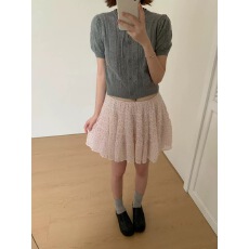 批发韩系新款<b class='q'>甜美</b>减龄波点短裙女网纱A字层层蛋糕半身裙