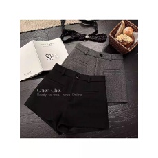 批发车迟恩Chien 版型chao正 小香风直筒a字裤高腰显瘦<b class='q'>西装</b>毛呢短裤女
