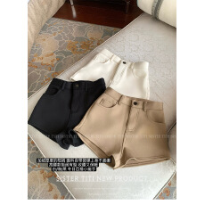 批发10/30 20:00 titi小姐姐【老钱标配】拉长比例 麂皮加绒高腰<b class='q'>短裤</b>