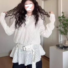 批发官图实价 法式镂空女秋新款设计感宽松T恤中长款上衣连帽<b class='q'>卫衣</b>裙