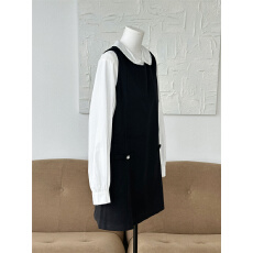 批发秋上新~韩版显瘦背心裙减龄无袖<b class='q'>连衣裙</b>+白色娃娃领衬衫时尚套装女