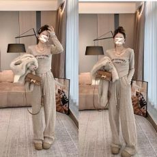 批发早秋搭配一整套时尚高级感洋气减龄字母T恤上衣阔腿裤两件套装女