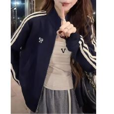 批发韩版ins休闲长袖短款<b class='q'>卫衣</b><b class='q'>女</b>春秋2025年新款超好看刺绣蝴蝶结外套