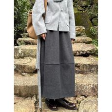 批发复古深灰色a字半身<b class='q'>裙</b>女2025新款冬装显瘦高腰半<b class='q'>裙</b>宽松<b class='q'>花苞</b><b class='q'>裙</b>子女