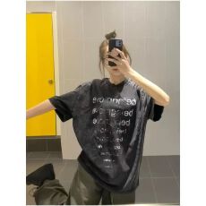 批发【纯棉230克21支精梳紧密】水洗做旧印花宽松大版短袖恤女