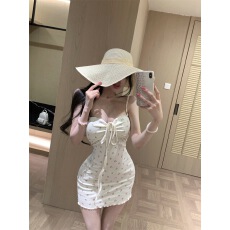 批发原版面料+带胸垫法式纯欲气质<b class='q'>碎花</b>吊带女修身包臀性感显瘦<b class='q'>短裙</b>