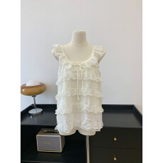 批发实拍复古蕾丝拼接吊带背心女士夏季新款宽松显瘦<b class='q'>百搭</b>方领无袖上衣