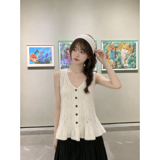 批发初秋韩系<b class='q'>手工</b>编织早秋百搭复古优雅精致马甲无袖针织背心女