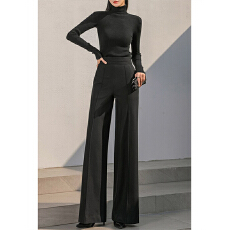 批发毛呢阔腿裤<b class='q'>女士</b>秋冬2025新款加厚高腰休闲裤小个子直筒呢子西装裤