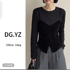 批发【<b class='q'>樱</b><b class='q'>子</b>家】2974F新款纯色圆领假两件洋气显瘦上衣4