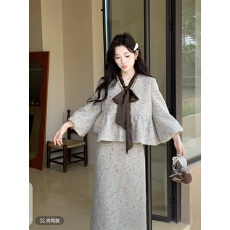 批发【甜柔织梦套装】秋冬新款女装财阀千金小众老钱风<b class='q'>灯笼</b>袖毛呢套装