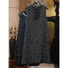 批发美美小香风名媛重工亮钻轻奢无袖背心连衣裙WX-