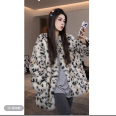 批发SOURWZZI/所姿新款轻奢豹纹冬季时尚休闲女士羊毛外套SZ