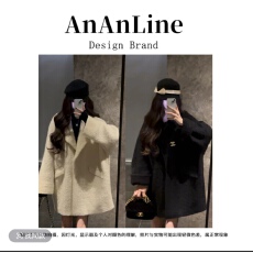 批发伯克利】马海毛！原创手工定制大衣2025年新款黑白外套