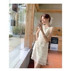 批发小个子法式气质<b class='q'>连衣裙</b>女夏季收腰显瘦高级感短袖长裙