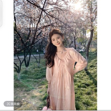 批发SHAOER【粉黛云绣】“莱赛尔重工绣花”藏肉<b class='q'>连衣</b>裙