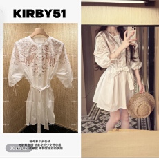 批发养马收藏级美丽双色绣花豹灯笼袖<b class='q'>连衣裙</b>