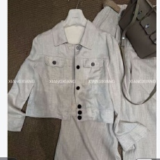 批发【XIANGXIANG】新款亚麻老钱风百搭短外套