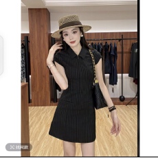 批发女装2026<b class='q'>夏</b>季新款都市高智经典条纹拉链超短<b class='q'>连衣裙</b>