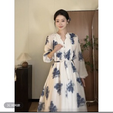 批发【一亿真真】早春漂亮连衣裙女2026新款初夏长袖拼接裙长裙子