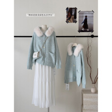 批发2025秋<b class='q'>冬</b>新款大毛领连帽毛衣针织开衫外套女慵懒风超好看宽松上衣