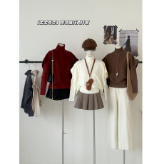 批发AS OFFICIAL 聚会slay全场 时髦高领麻花披肩<b class='q'>马甲</b>+长袖打底衫套装