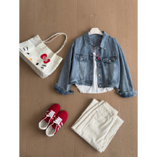 批发2026春季新款韩版宽松牛仔外套女短款翻领休闲夹克百搭显瘦上衣