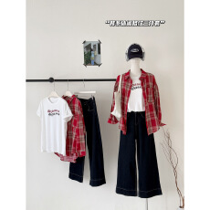 批发UptoMcc 放学出逃美式格子衬衫女2026新款时尚纯棉百搭设计感上衣