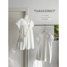 批发孔真烦呐 初恋<b class='q'>娃娃</b>领小白<b class='q'>裙</b>女2026春季甜美减龄宽松a字短袖连衣<b class='q'>裙</b>