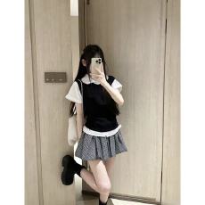 批发笨比甜Sweety miu系学院风套装女夏小个子polo衬衫马甲短裙三件套