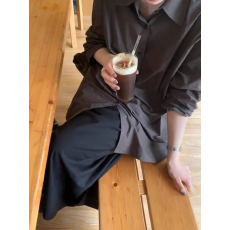 批发日系慵懒松弛感长袖衬衫外套女早秋2025新款休闲简约通勤气质上衣