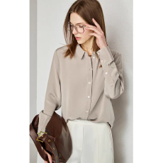 批发优雅简奢30姆米<b class='q'>真丝</b>重绉纯色宽松重磅桑蚕丝衬衫