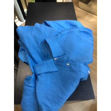 批发墙裂推荐！老钱风高级克莱因蓝亚麻衬衫女慵懒松弛感百搭防晒衬衣