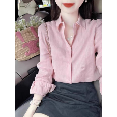 批发衬衫女上衣2026爆款早秋上新高级感轻奢减龄洋气粉色<b class='q'>亚麻</b>长袖衬衣