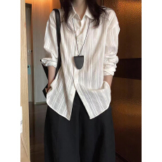 批发韩系时髦通勤白色衬衫女2026春夏新款松弛感宽松百搭长袖衬衣ins