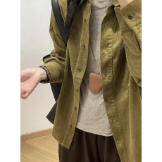 批发春秋时尚灯芯绒显瘦显白长袖宽松POLO领衬衫休闲翻领韩版衬衣叠穿