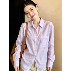 批发法式高级感天丝棉麻长袖衬衫女2026新款<b class='q'>夏</b>季宽松休闲防晒外套上衣