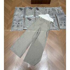 批发夏蓝汐<b class='q'>雨</b>SMBL RAIN 复古条纹设计感收腰宽松阔腿裤长裤女