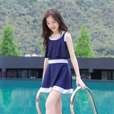 批发泳衣女保守2025新款大童连体裙式微胖女孩初高中大学生时尚游泳衣