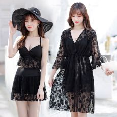 批发大码泳衣女2025年新款胖mm三件套宽松保守超仙遮肉显瘦度假泡温泉