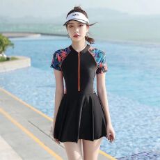 批发遮肚显瘦高级感温泉游泳馆专用连体保守简约泳装泳衣女