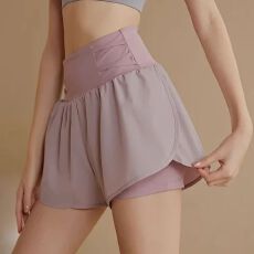批发宽松防走光运动短裤女透气速干瑜伽跑步训练高腰健身裤夏